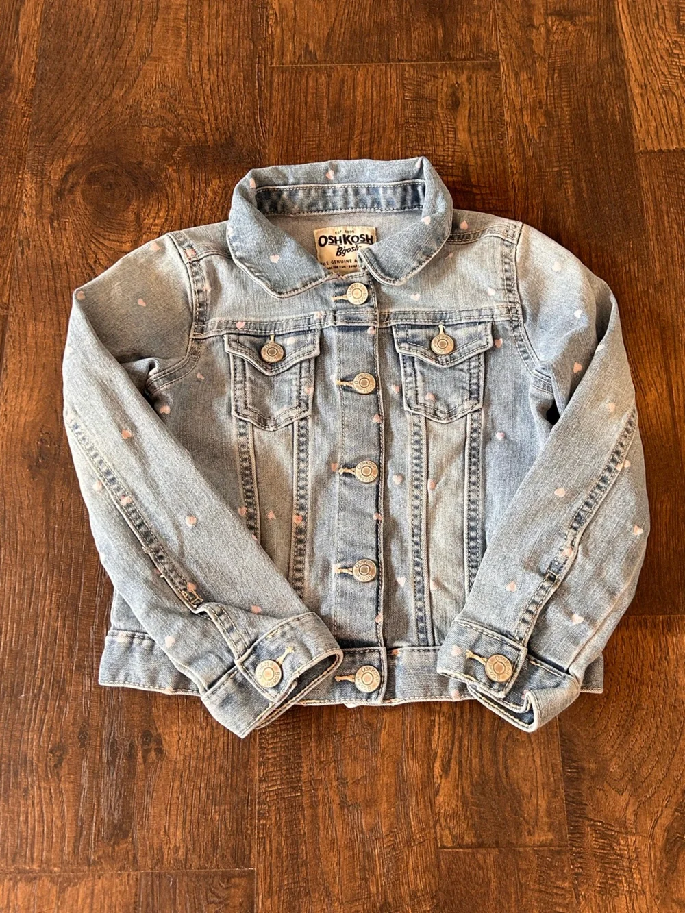 OshKosh B'gosh Light Blue Denim Jacket with Pink Heart Dots